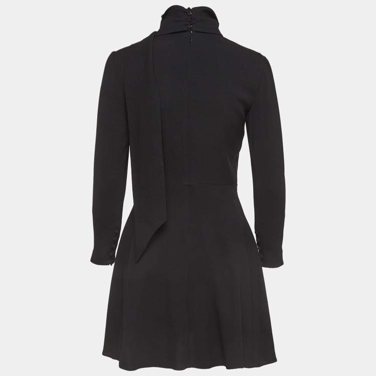 Pre Owned Saint Laurent Black Crepe Asymmetrical Mini Dress M