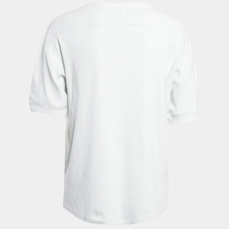 Pre Owned Saint Laurent Paris White Logo Print Cotton Knit Oversized T-Shirt XS