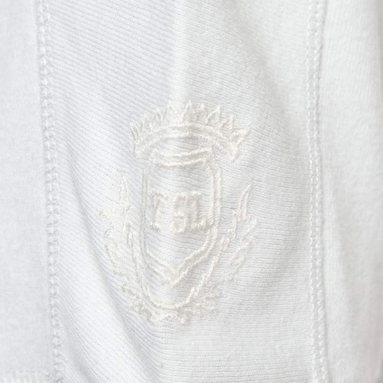 Pre Owned Saint Laurent Paris White Logo Print Cotton Knit Oversized T-Shirt XS