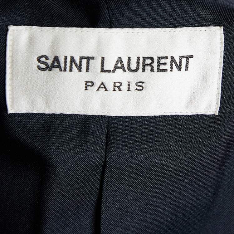 Pre Owned Saint Laurent Black Wool Mid Length Coat M