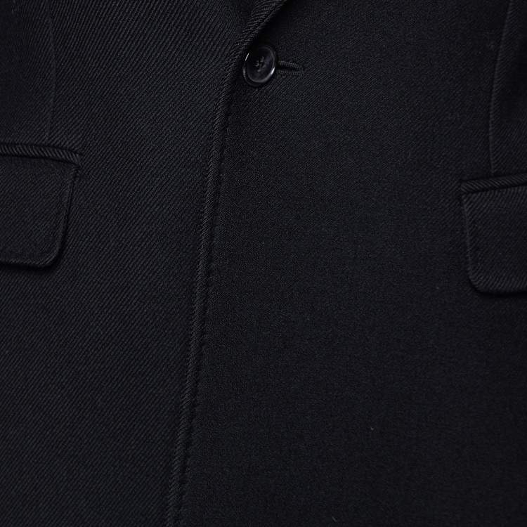 Pre Owned Saint Laurent Black Wool Mid Length Coat M