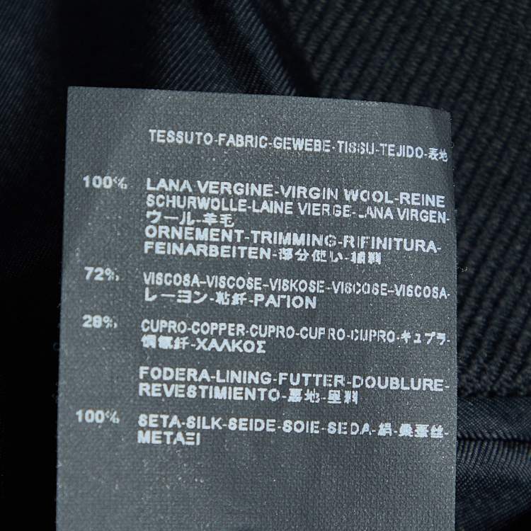 Pre Owned Saint Laurent Black Wool Mid Length Coat M