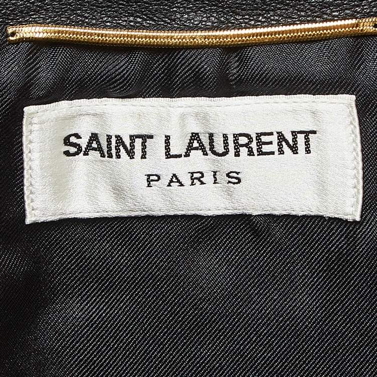 Pre Owned Saint Laurent Black Leather Fringe Detail Mini Skirt M
