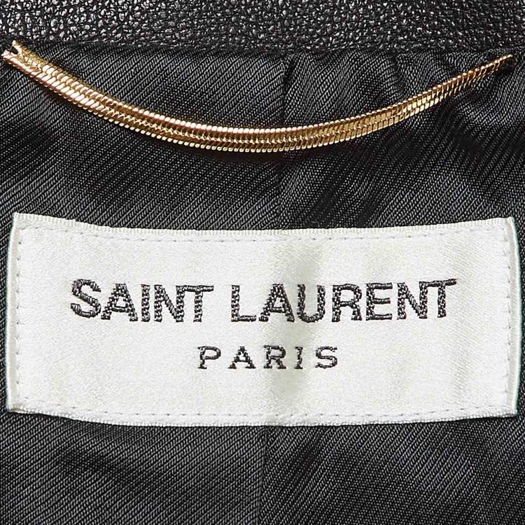 Pre Owned Saint Laurent Black Leather Fringe Detail Vest M