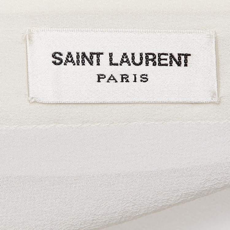 Pre Owned Saint Laurent Off-White Silk Ruffle Detail Shirt Blouse M