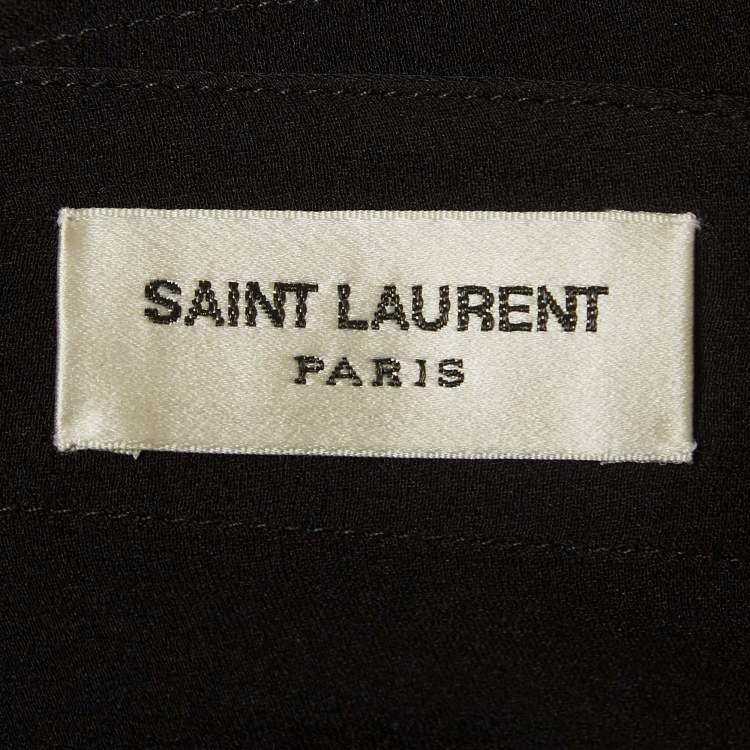 Pre Owned Saint Laurent Paris Black Silk Ruffle Detail Shirt Blouse M