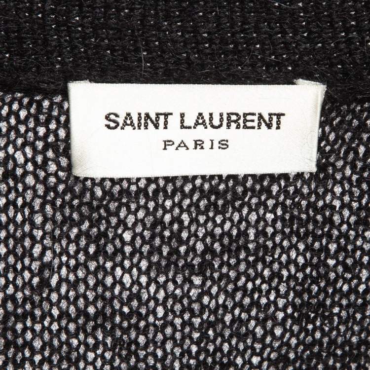 Pre Owned Saint Laurent Paris Black Ripped Mohair Knit Buttoned Cardigan S