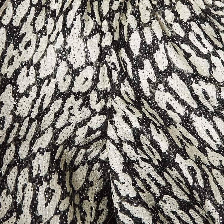 Pre Owned Saint Laurent Black Animal Print Lame Off-Shoulder Mini Dress S