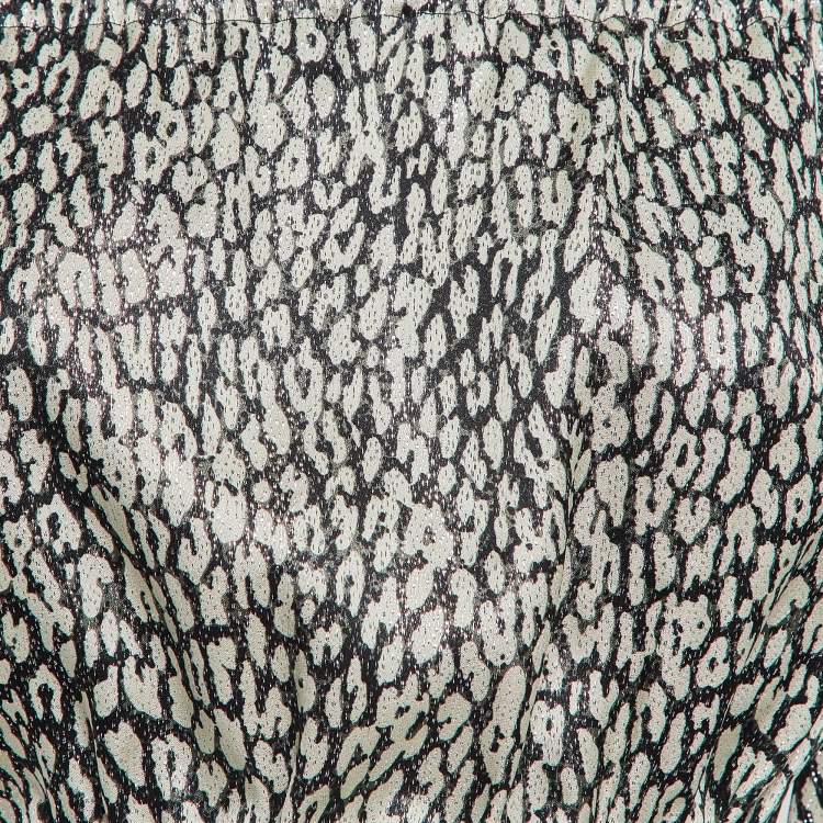 Pre Owned Saint Laurent Black Animal Print Lame Off-Shoulder Mini Dress S