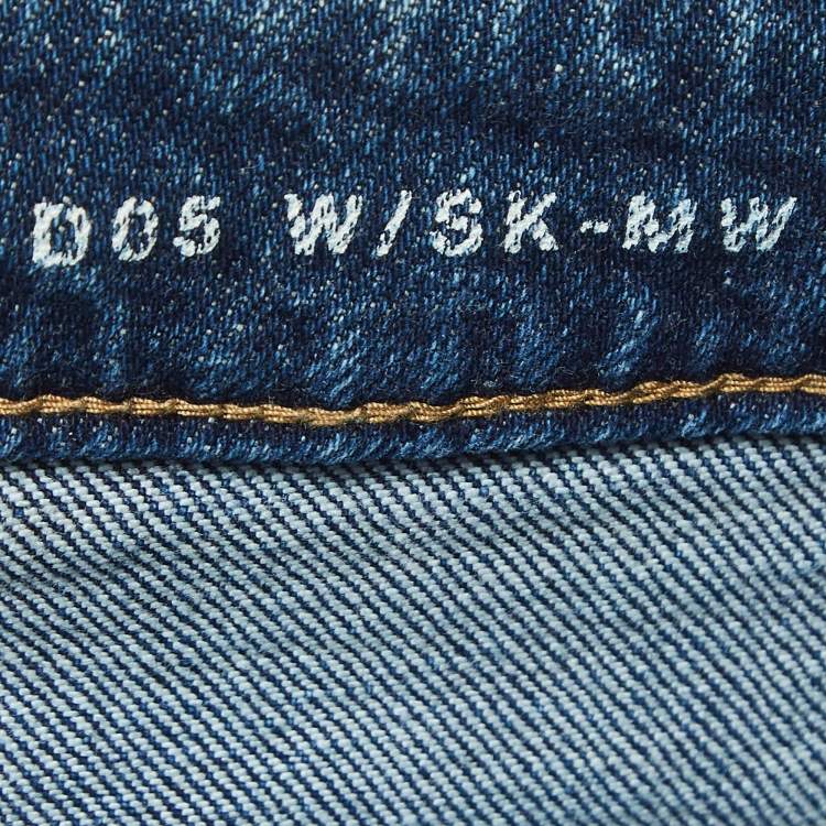 Pre Owned Saint Laurent Blue Distressed Denim Frayed Skinny Jeans M Waist 28"
