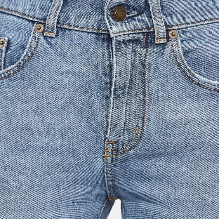 Pre Owned Saint Laurent Blue Ripped Denim Skinny Jeans M Waist 27"