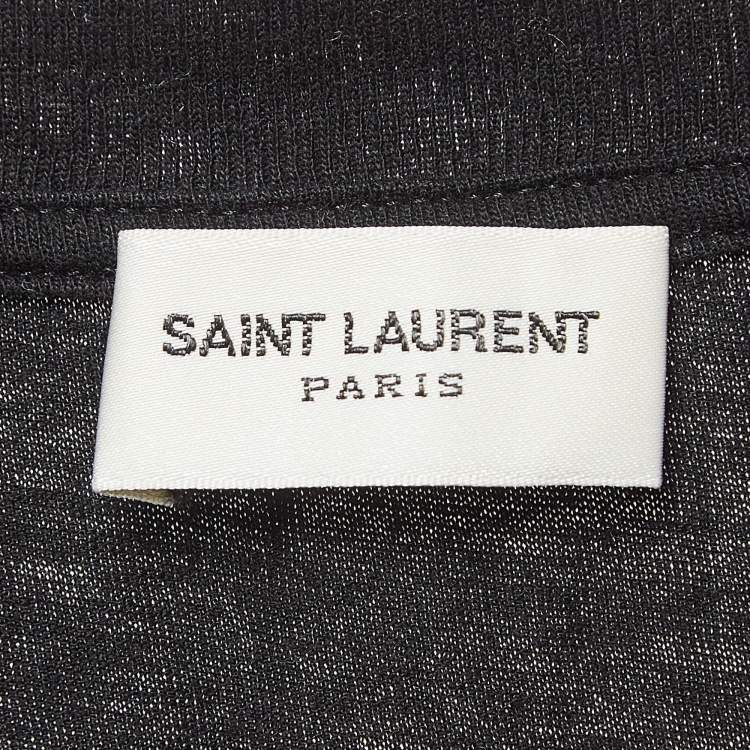 Pre Owned Saint Laurent Black No Smocking Print Cotton T-Shirt XS