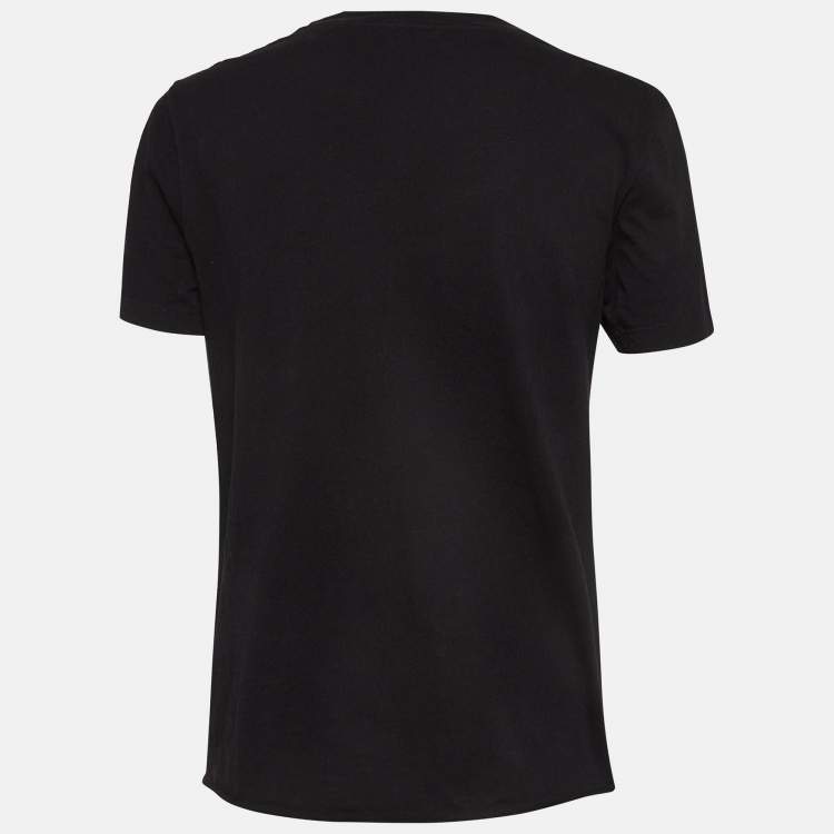 Pre Owned Saint Laurent Black No Smocking Print Cotton T-Shirt XS