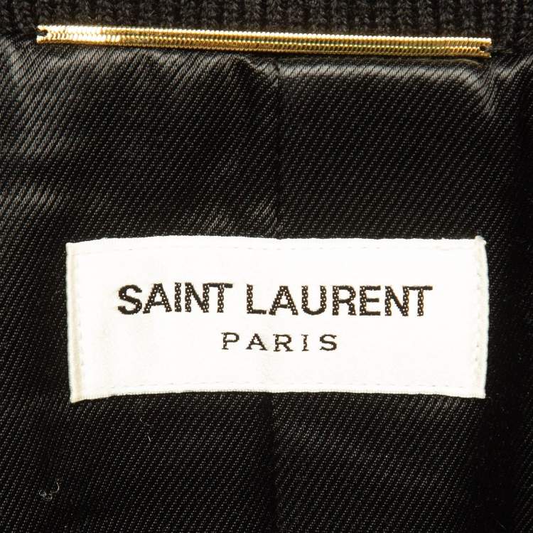 Pre Owned Saint Laurent Black Embellished Velvet Bomber Jacket S