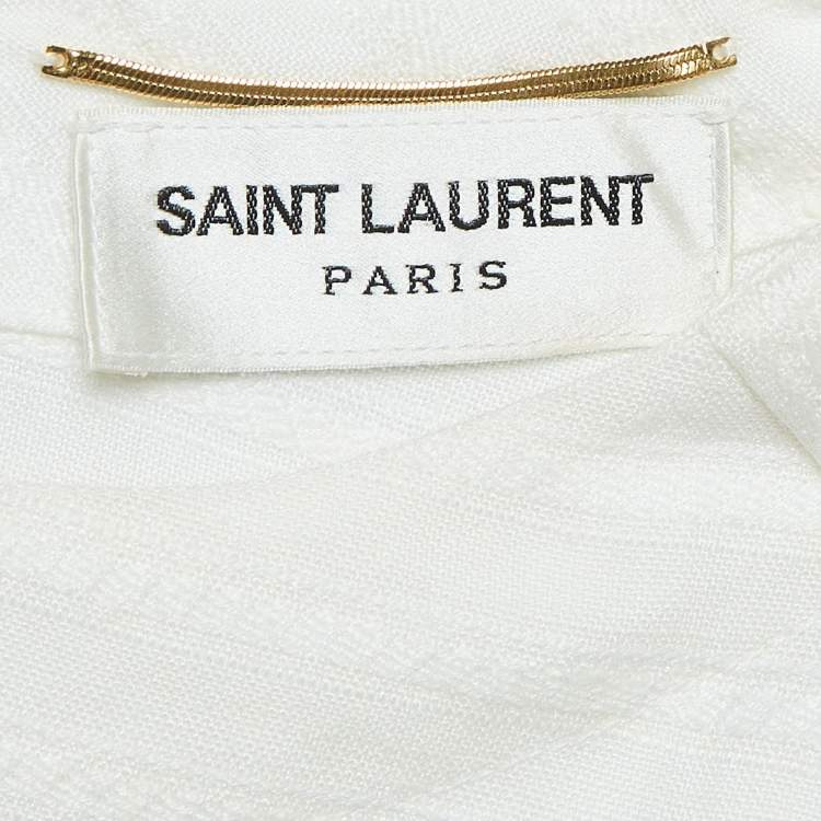 Pre Owned Saint Laurent Paris White Linen Blend Long Tent Dress M
