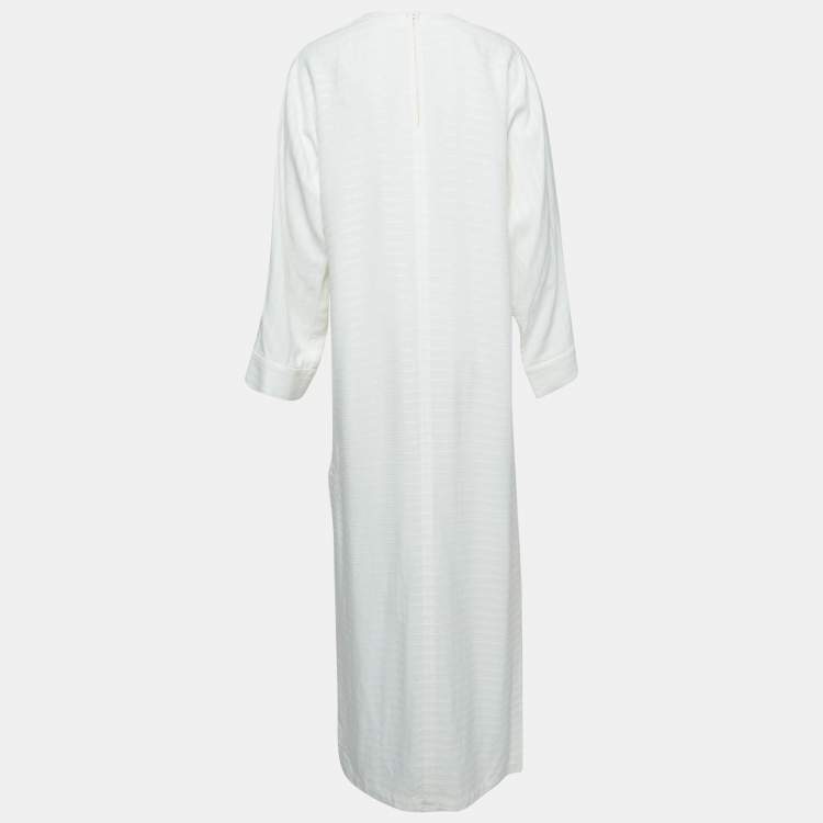Pre Owned Saint Laurent Paris White Linen Blend Long Tent Dress M