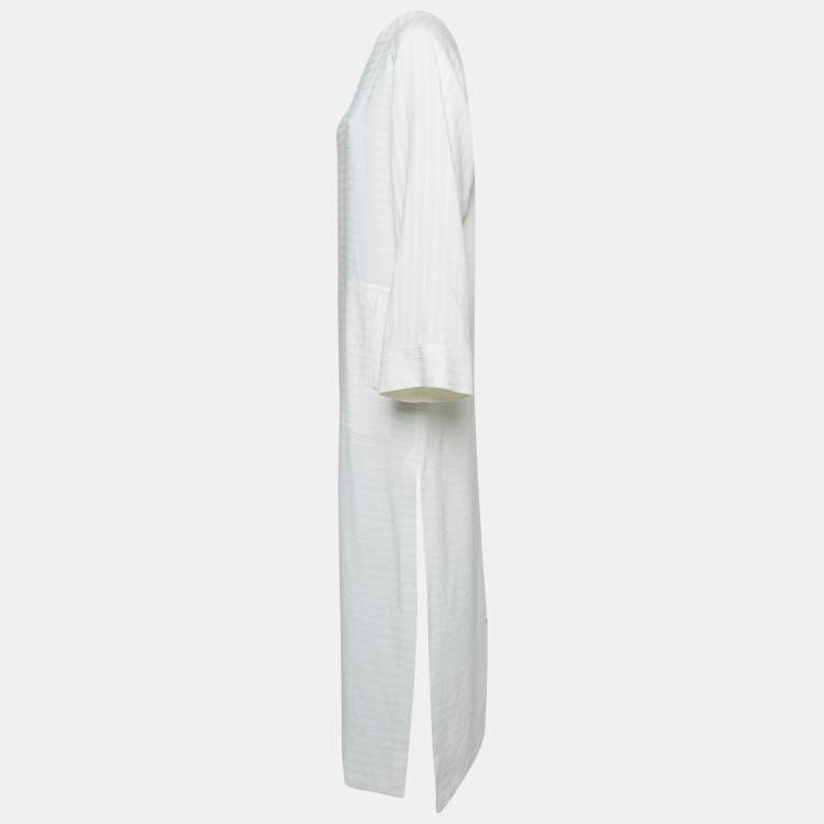 Pre Owned Saint Laurent Paris White Linen Blend Long Tent Dress M