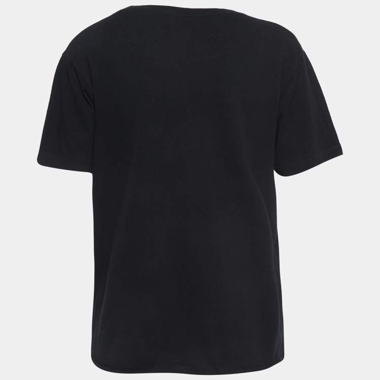 Pre Owned Saint Laurent Black LouLou Print Cotton T-Shirt S