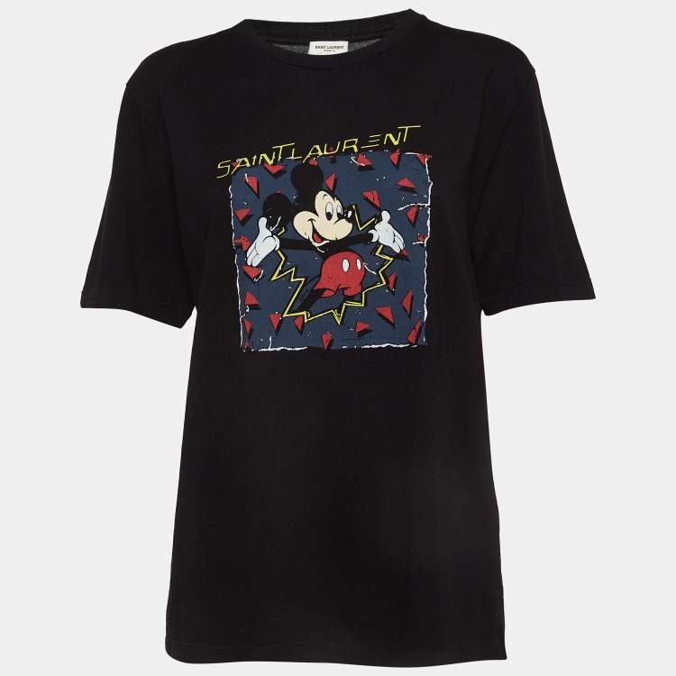 Saint Laurent Paris x Disney Black Mickey Mouse Print Cotton Knit Tshirt XS  Saint Laurent Paris | The Luxury Closet