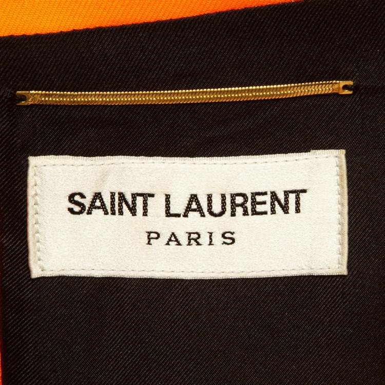 Pre Owned Saint Laurent Fluorescent Orange Gabardine Mini Dress M