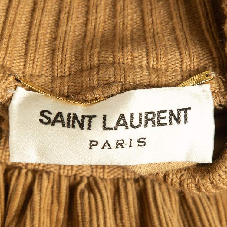 Pre Owned Saint Laurent Paris Brown Corduroy Crew Neck Sweatshirt M