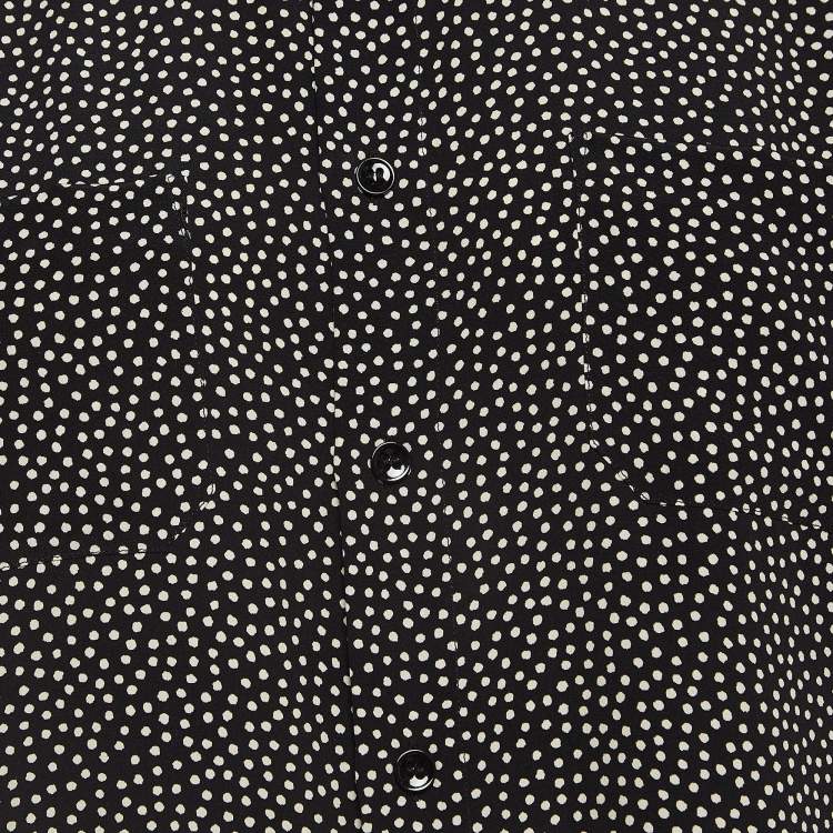 Pre Owned Saint Laurent Paris Black Dotted Print Silk Shirt M