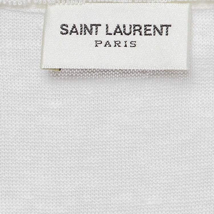 Pre Owned Saint Laurent Paris Off White Linen Jersey Tank Top S