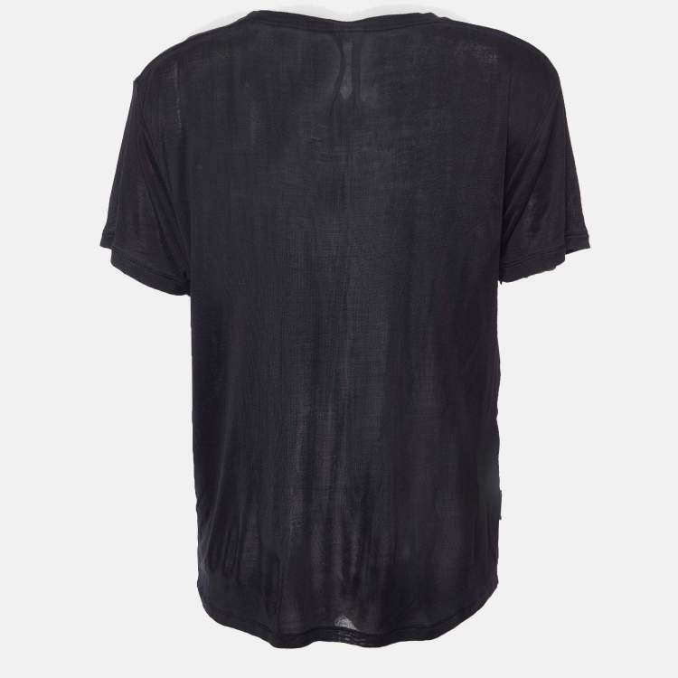 Pre Owned Saint Laurent Paris Grey Chain Pocket Silk Jersey T-Shirt M
