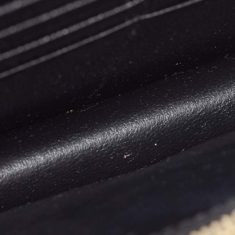 Pre Owned Saint Laurent Black Matelassé Leather Monogram Envelope Wallet on Chain