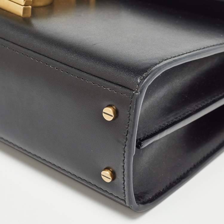 Pre Owned Saint Laurent Black Leather Mini Cassandra Top Handle Bag