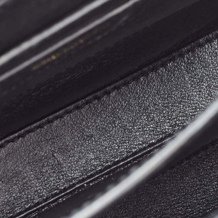 Pre Owned Saint Laurent Black Leather Mini Cassandra Top Handle Bag