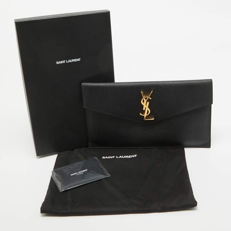 Pre Owned Saint Laurent Black Leather Uptown Pouch