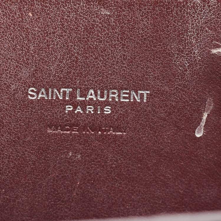Pre Owned Saint Laurent Burgundy Croc Embossed Leather Nano Classic Sac De Jour Tote