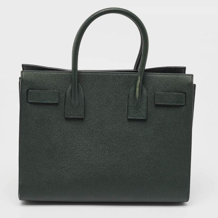 Pre Owned Saint Laurent Dark Green Leather Baby Classic Sac De Jour Tote