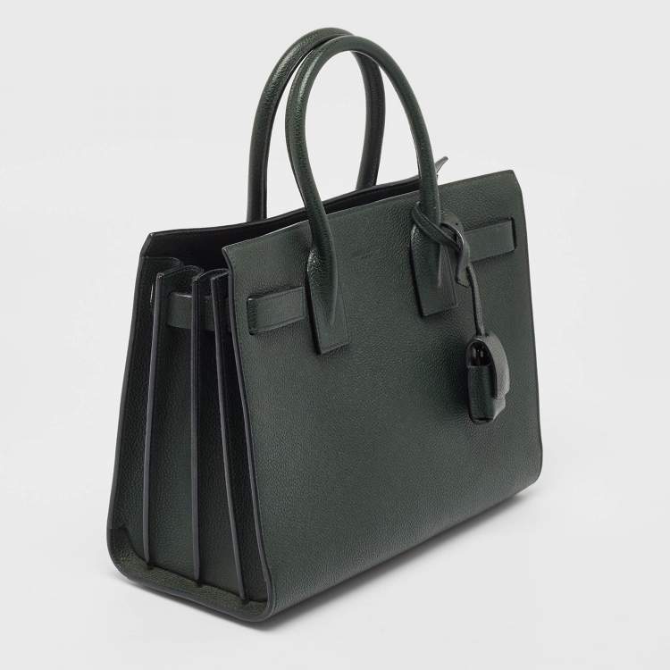 Pre Owned Saint Laurent Dark Green Leather Baby Classic Sac De Jour Tote