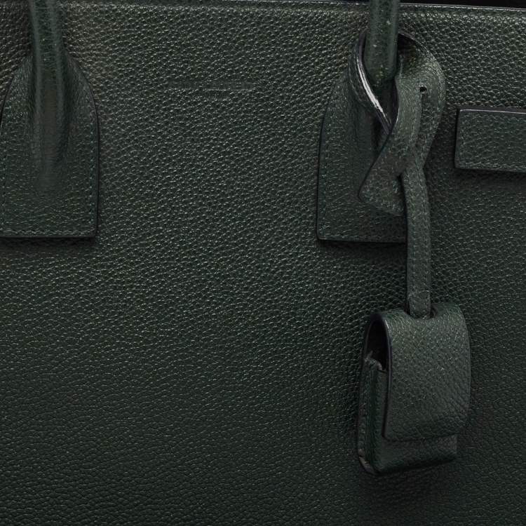 Pre Owned Saint Laurent Dark Green Leather Baby Classic Sac De Jour Tote