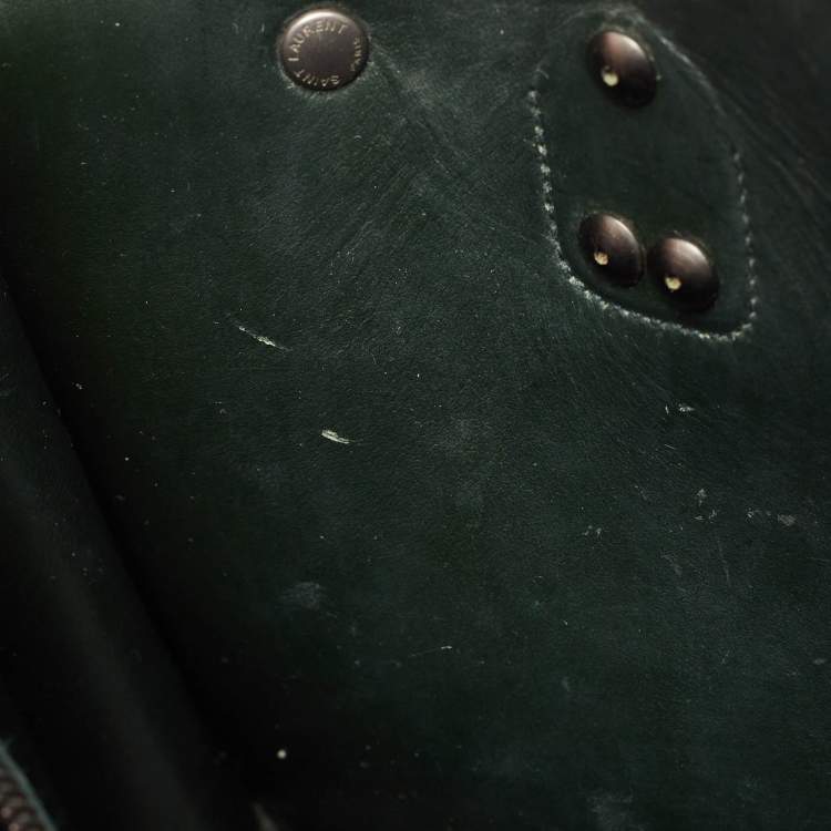 Pre Owned Saint Laurent Dark Green Leather Baby Classic Sac De Jour Tote
