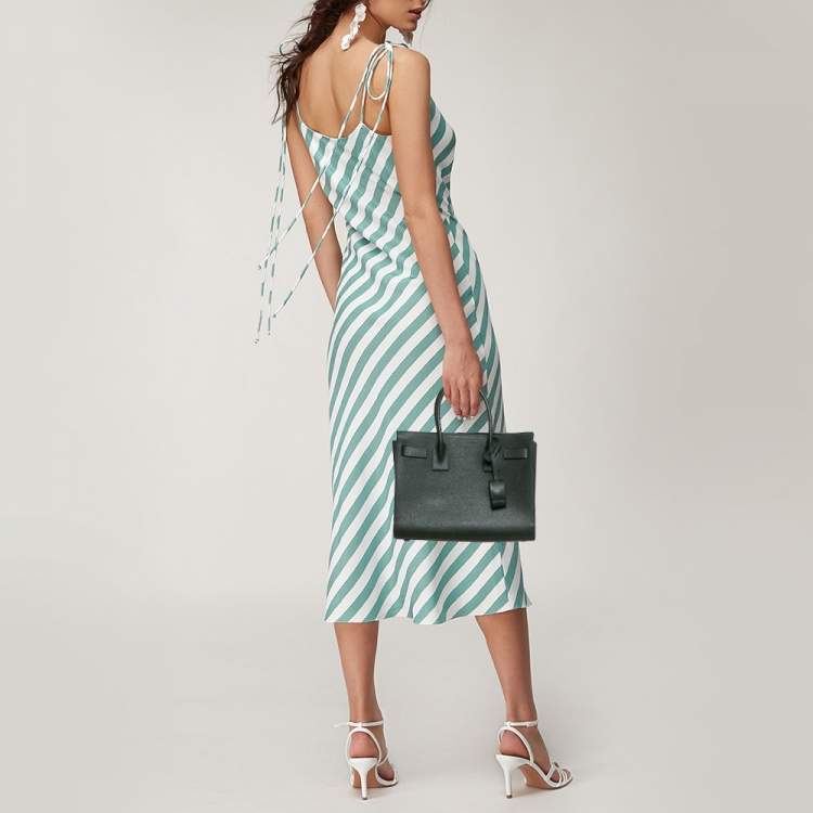 Pre Owned Saint Laurent Dark Green Leather Baby Classic Sac De Jour Tote
