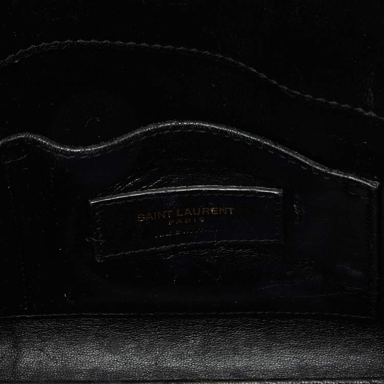 Pre Owned Saint Laurent Black/Gold Python Nano Classic Sac De Jour Tote