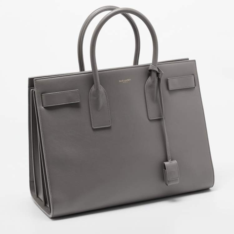 Pre Owned Saint Laurent Grey Leather Large Classic Sac De Jour Tote