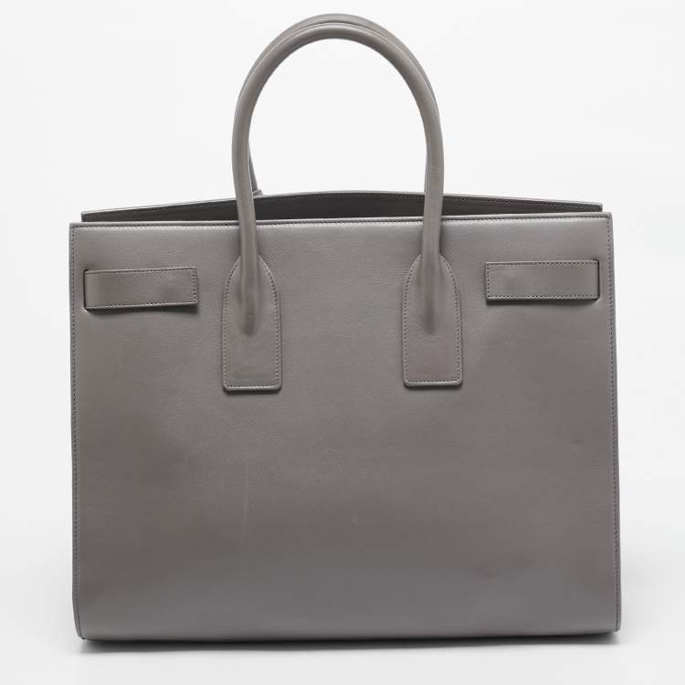 Pre Owned Saint Laurent Grey Leather Large Classic Sac De Jour Tote