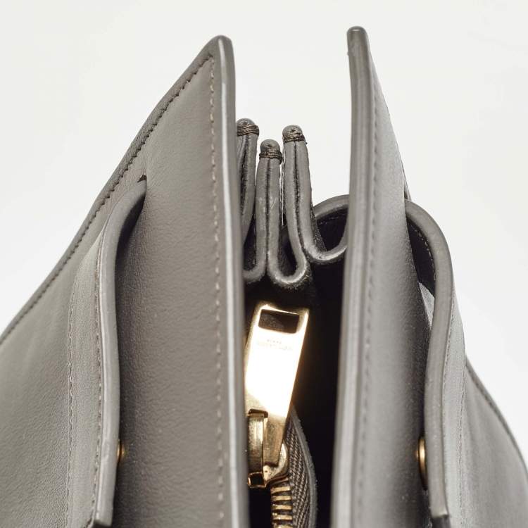 Pre Owned Saint Laurent Grey Leather Small Classic Sac De Jour Tote