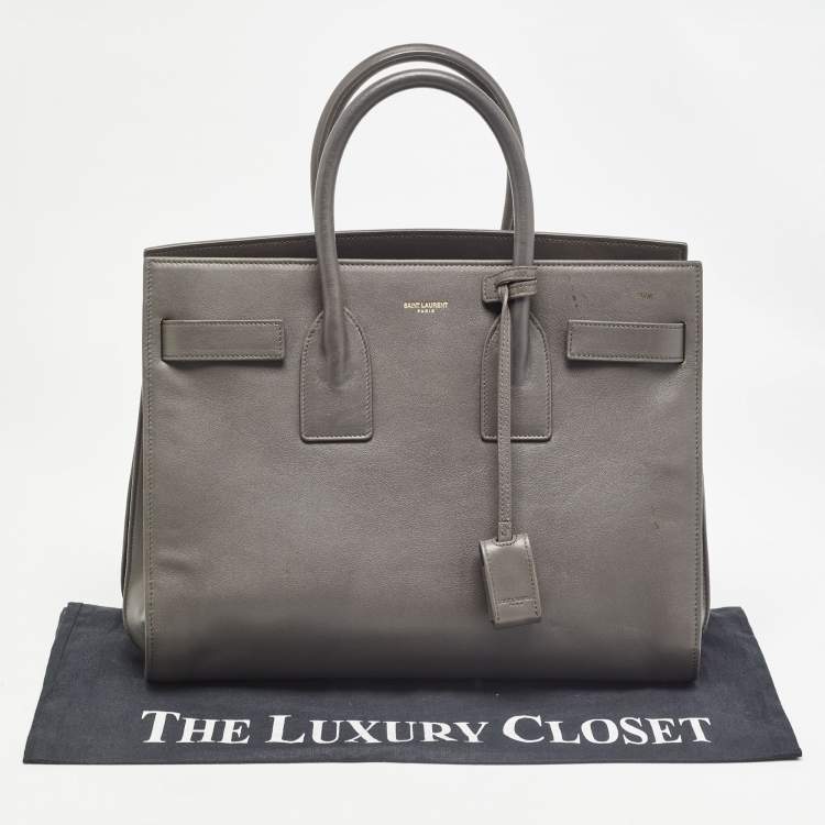Pre Owned Saint Laurent Grey Leather Small Classic Sac De Jour Tote