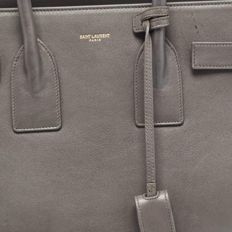Pre Owned Saint Laurent Grey Leather Small Classic Sac De Jour Tote