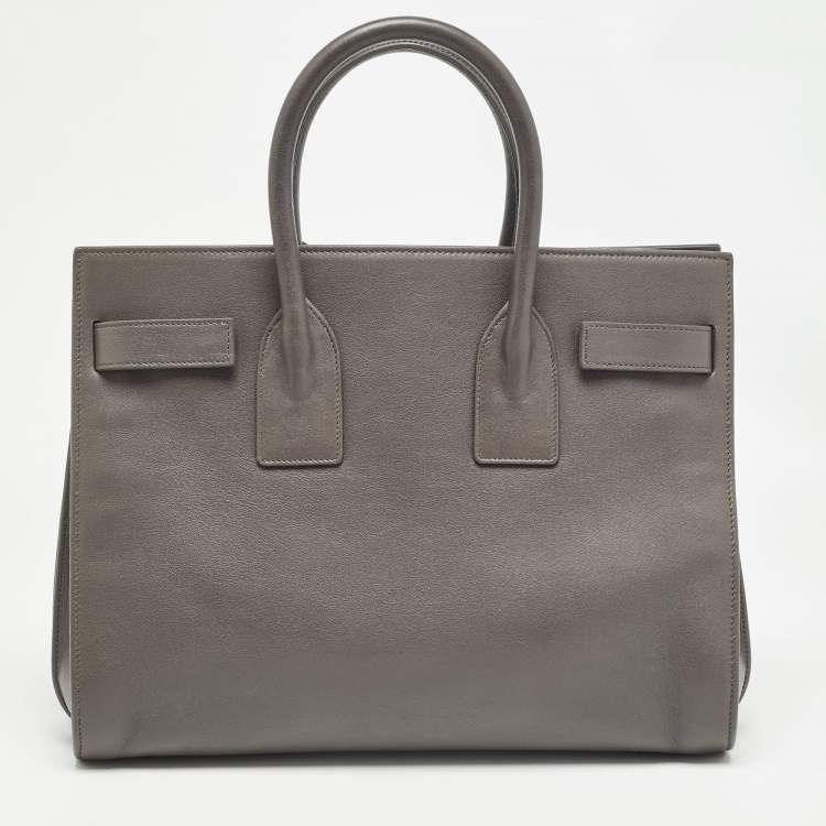 Pre Owned Saint Laurent Grey Leather Small Classic Sac De Jour Tote