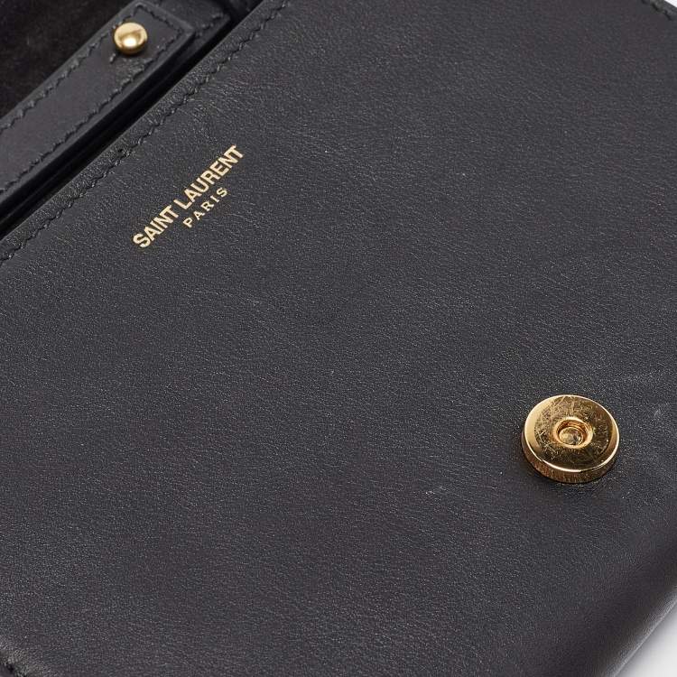 Pre Owned Saint Laurent Black Leather Mini ChYc Crossbody Bag