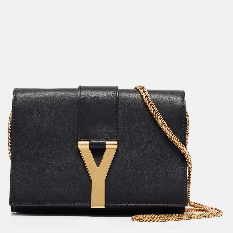 Pre Owned Saint Laurent Black Leather Mini ChYc Crossbody Bag