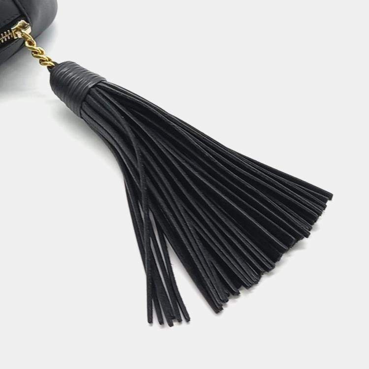 Pre Owned Saint Laurent Black Leather Mini Monogram Blogger Crossbody Bag 