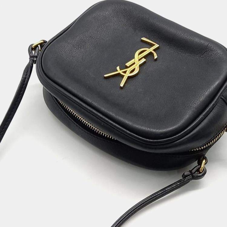 Pre Owned Saint Laurent Black Leather Mini Monogram Blogger Crossbody Bag 