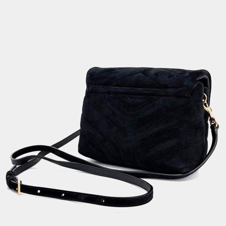 Pre Owned Saint Laurent Paris Black Suede Loulou Toy Crossbody Bag 